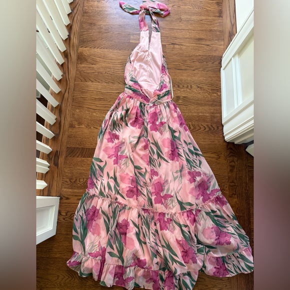 PETAL + PUP Floral Maxi Dress Coquette Ruffle Fairy Ethereal Halter 3D Pink XS‎ - Picture 2 of 8